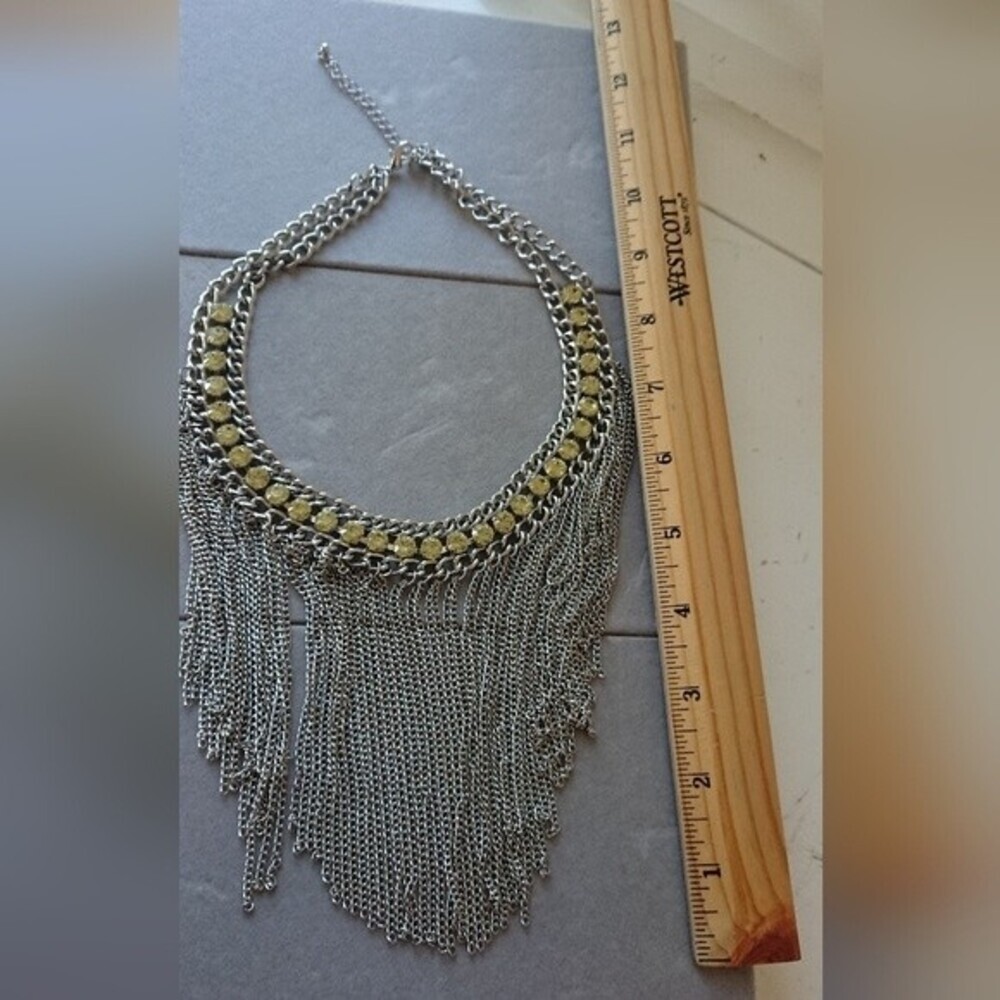 Yellow Rhinestone & Chains Statement Choker Neckl… - image 6